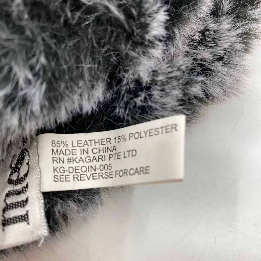Mese. Black Leather & Faux Fur Gloves | OS Regular
